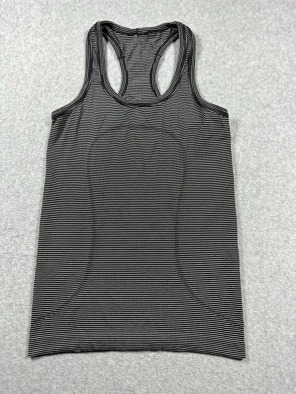 Lululemon Swiftly Tech Racerback Tank Top Womens 4 Black/White Striped